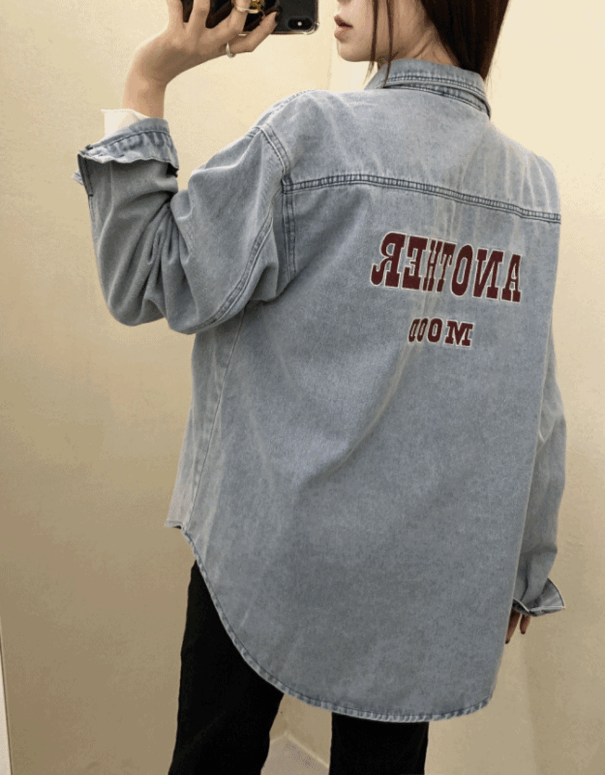데님 레터링 루즈핏 자켓 셔츠